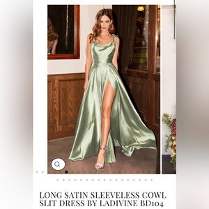 Sage Green Satin Dress NWT, medium